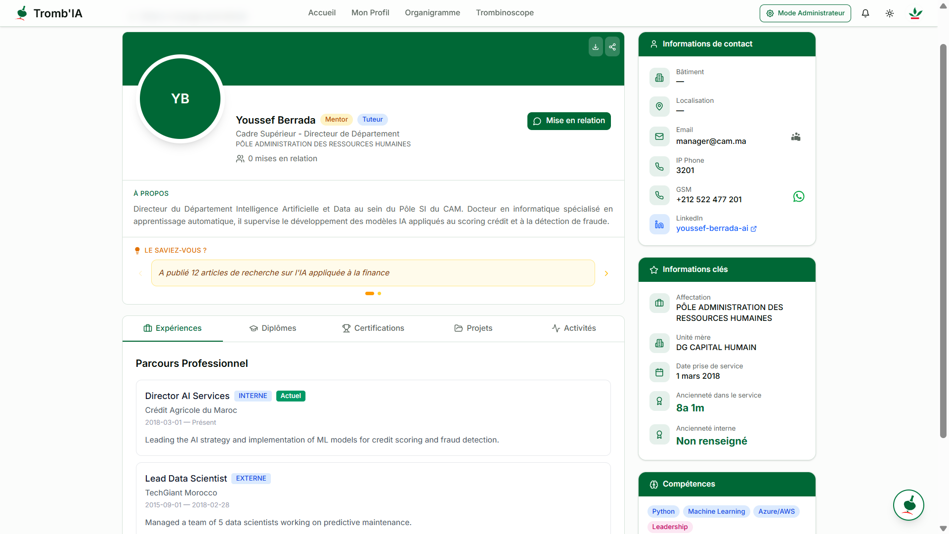 Profil collègue